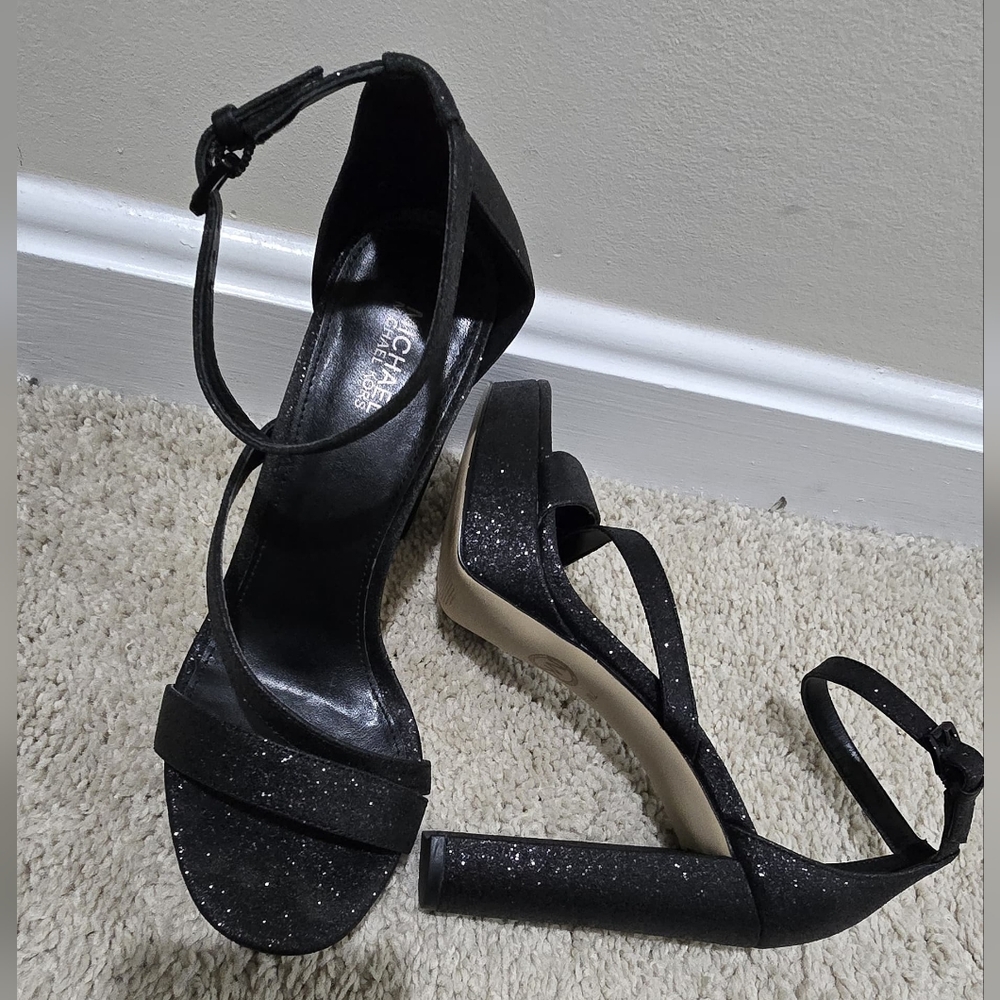 MK Elegant Black Glitter High Heels